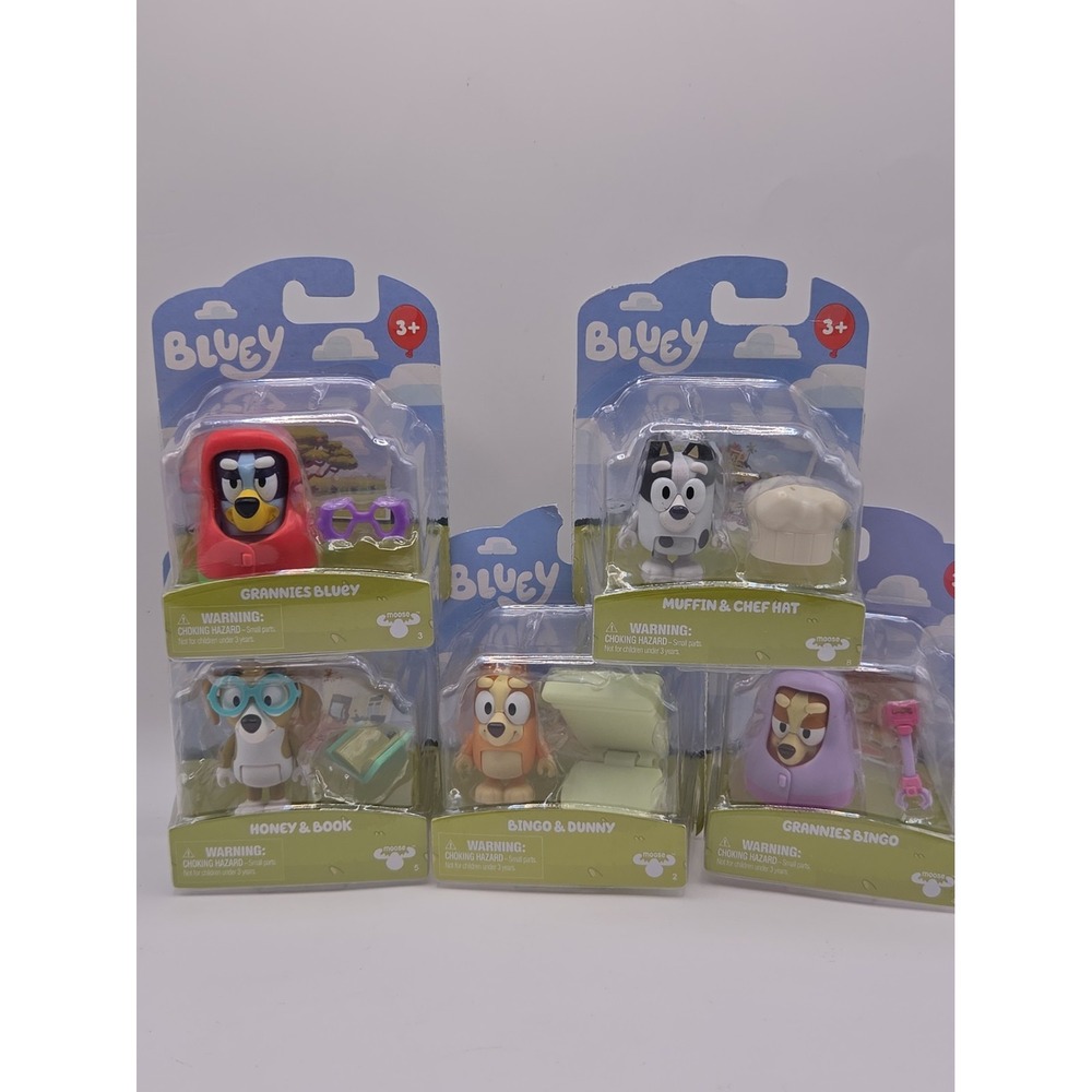 5 X Bluey & Friends Story Starters Figurines + Accessories New